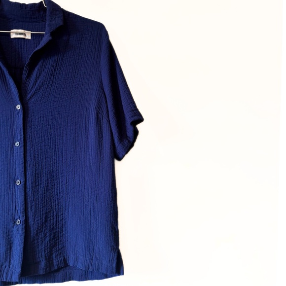 Minimum Karen-Louise Short Sleeve Blouse Medieval Blue Size S - Picture 3 of 6